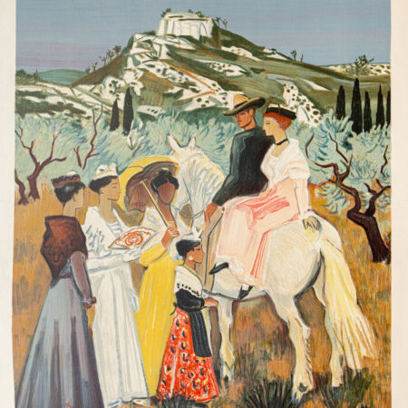 Arlésiennes et gardians - Brayer © Oeuvre mise en vente par L'Atelier Galerie des Alpilles