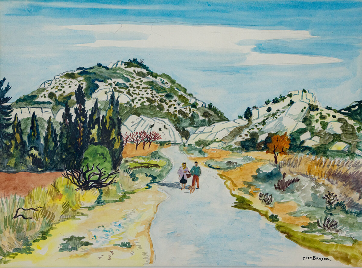 Chemin dans les alpilles - Brayer © Oeuvre mise en vente par L'Atelier Galerie des Alpilles
