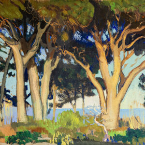 Pins parasols en bord de mer - André Lagrange © Oeuvre mise en vente par L'Atelier Galerie des Alpilles
