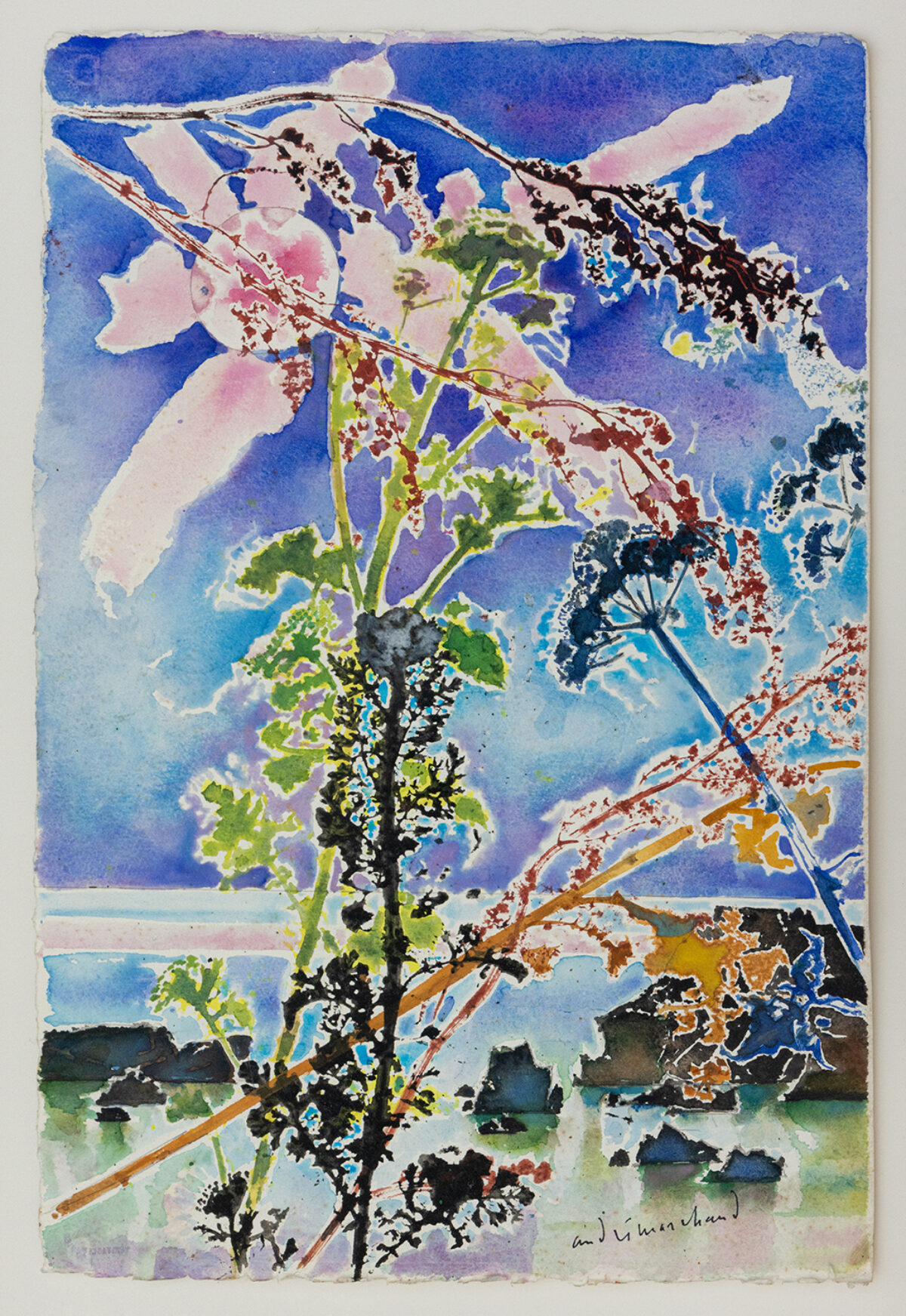 Les fleurs devant l'ocean - André Marchand © Oeuvre mise en vente par L'Atelier Galerie des Alpilles