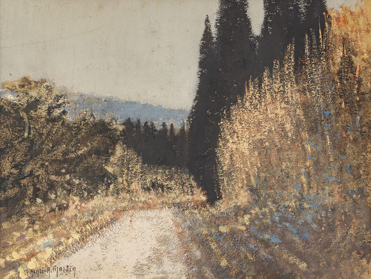 Un chemin dans les alpilles - Henri-André Martin © Oeuvre mise en vente par L'Atelier Galerie des Alpilles