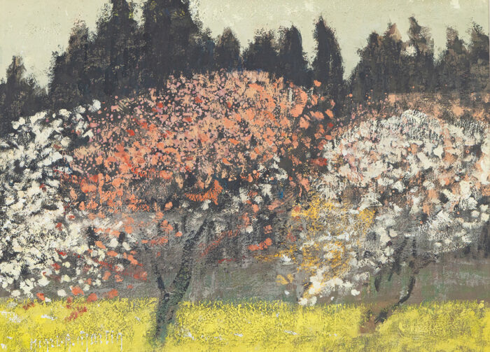 Amandiers en fleurs - Henri-André Martin © Oeuvre mise en vente par L'Atelier Galerie des Alpilles