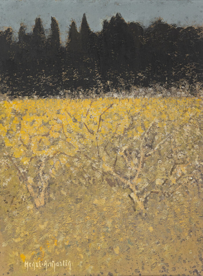 Champs jaune et cypres - Henri-André Martin © Oeuvre mise en vente par L'Atelier Galerie des Alpilles