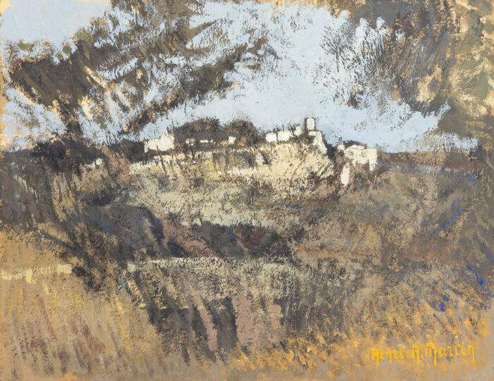 Le vieux village - Henri-André Martin © Oeuvre mise en vente par L'Atelier Galerie des Alpilles