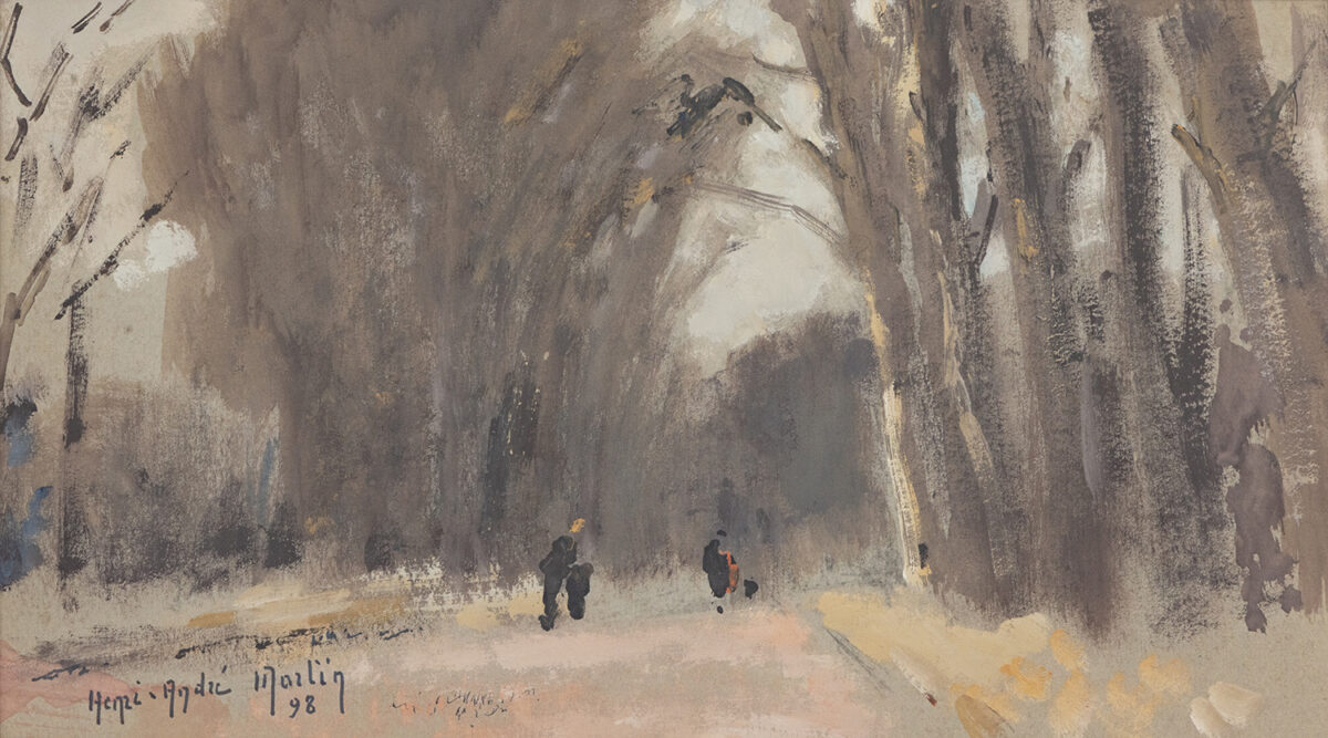 Promenade au bois - Henri-André Martin © Oeuvre mise en vente par L'Atelier Galerie des Alpilles