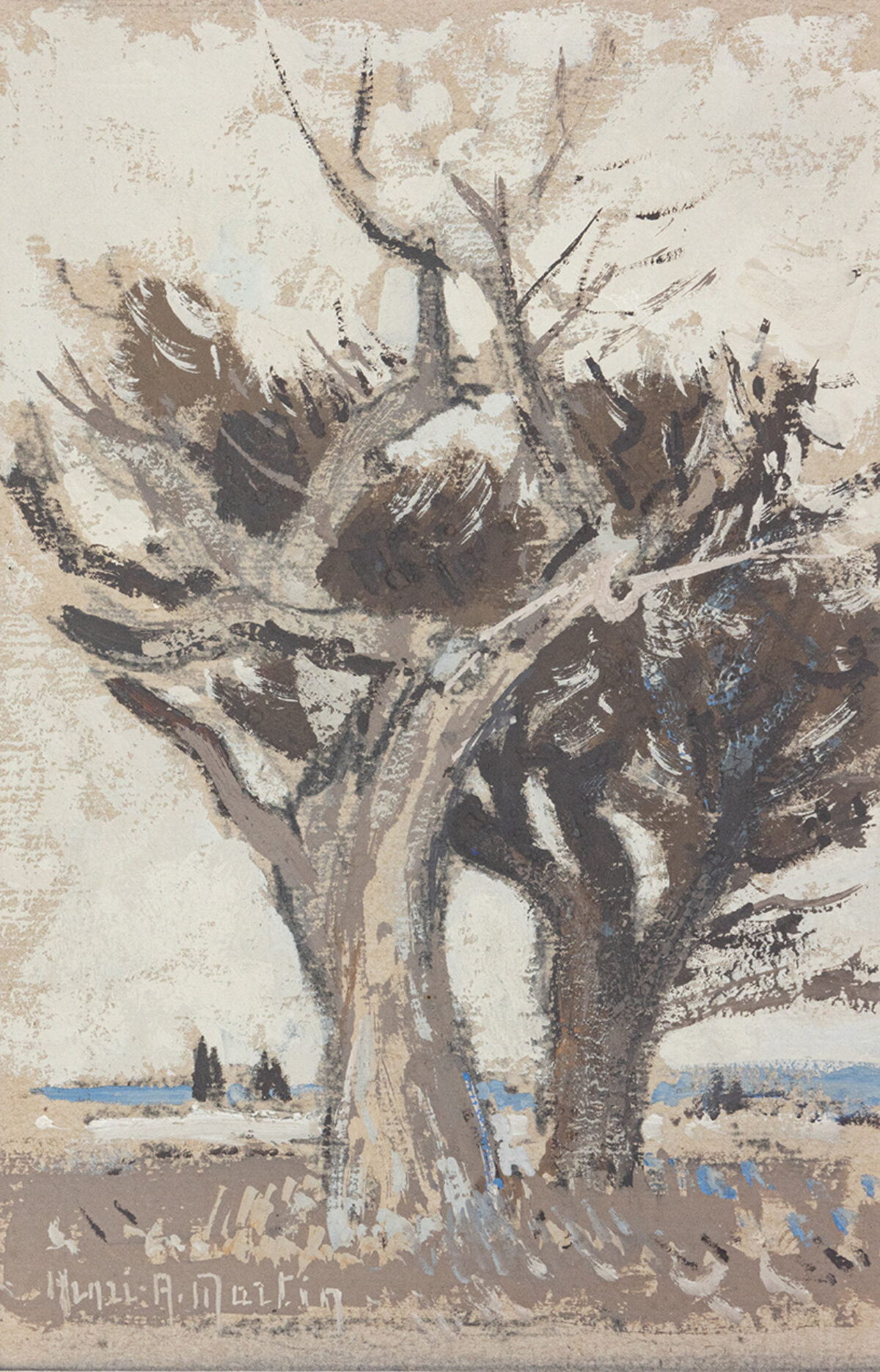 Olivier par temps gris - Henri-André Martin © Oeuvre mise en vente par L'Atelier Galerie des Alpilles
