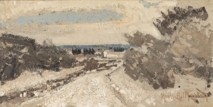 En allant au mas de la Brune - Henri-André Martin © Oeuvre mise en vente par L'Atelier Galerie des Alpilles