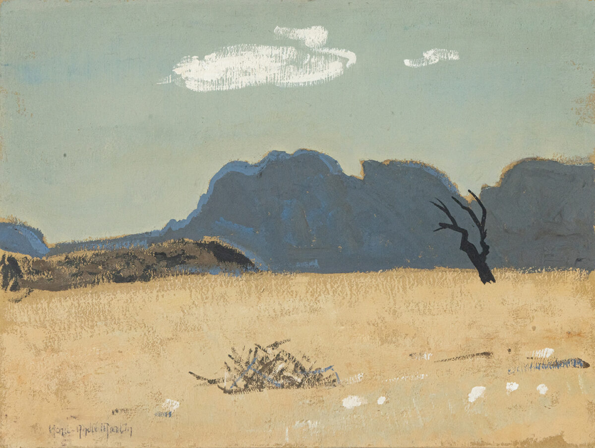 l'amandier mort devant les alpilles - Henri-André Martin © Oeuvre mise en vente par L'Atelier Galerie des Alpilles