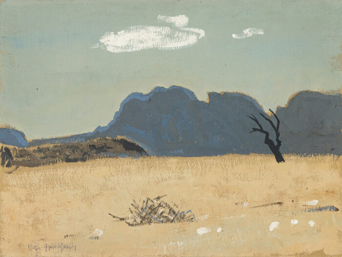l'amandier mort devant les alpilles - Henri-André Martin © Oeuvre mise en vente par L'Atelier Galerie des Alpilles