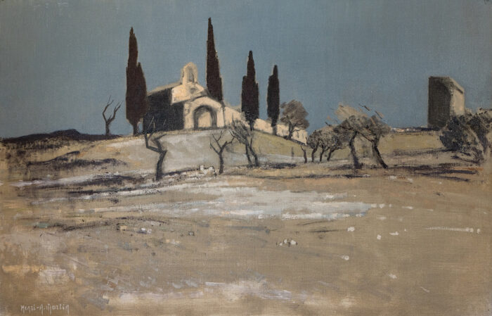 La Chapelle Saint-Sixte - Henri-André Martin © Oeuvre mise en vente par L'Atelier Galerie des Alpilles