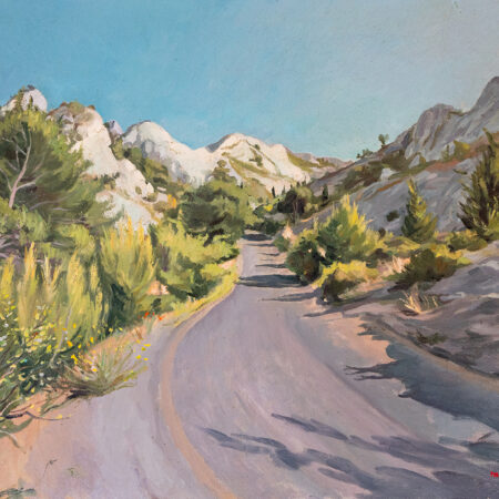 Route dans les alpilles - Montis © Oeuvre mise en vente par L'Atelier Galerie des Alpilles