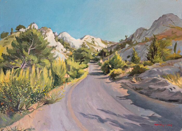 Route dans les alpilles - Montis © Oeuvre mise en vente par L'Atelier Galerie des Alpilles