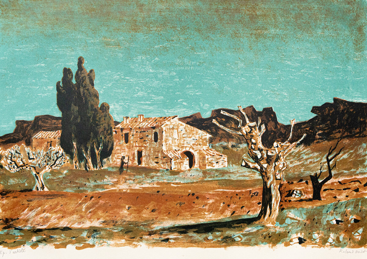 Mas dans les alpilles - Oudot - ©Oeuvre mise en vente par L'Atelier Galerie des Alpilles