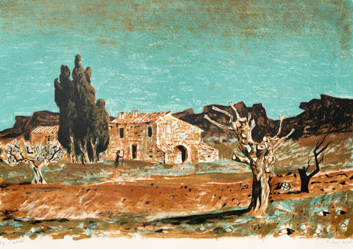 Mas dans les alpilles - Oudot - ©Oeuvre mise en vente par L'Atelier Galerie des Alpilles