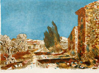 Mas dans les alpilles - Oudot - ©Oeuvre mise en vente par L'Atelier Galerie des Alpilles
