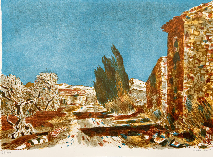 Mas dans les alpilles - Oudot - ©Oeuvre mise en vente par L'Atelier Galerie des Alpilles