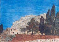 Les cypres à Eygalières - Oudot - ©Oeuvre mise en vente par L'Atelier Galerie des Alpilles