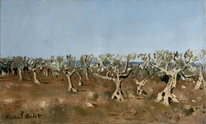 Le champs d'oliviers - Oudot - ©Oeuvre mise en vente par L'Atelier Galerie des Alpilles