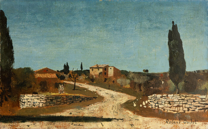 Chemin dans les alpilles - Oudot - ©Oeuvre mise en vente par L'Atelier Galerie des Alpilles