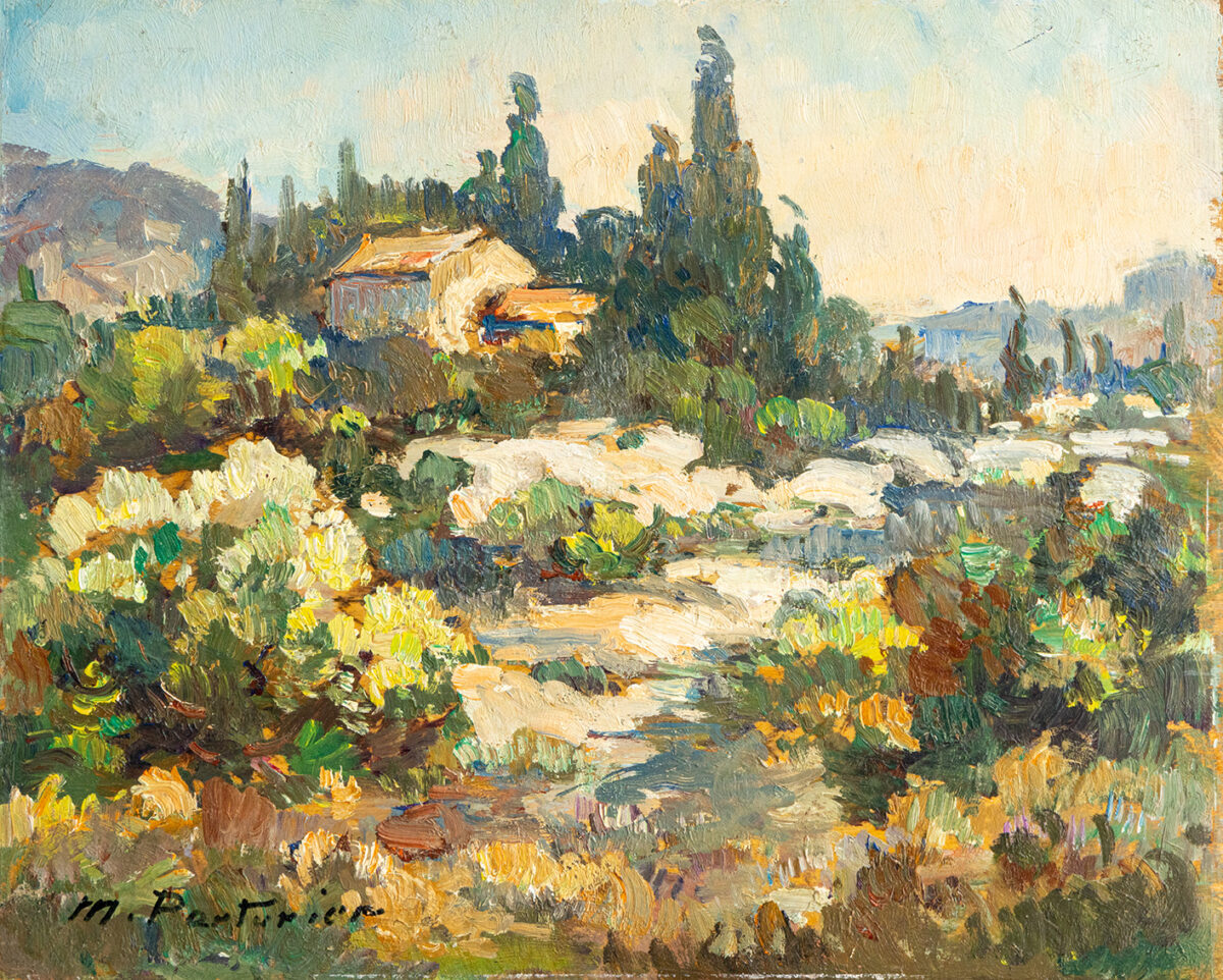 Les alpilles à Orgon - Parturier - ©Oeuvre mise en vente par L'Atelier Galerie des Alpilles