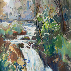 Petite cascade en forêt - Parturier - ©Oeuvre mise en vente par L'Atelier Galerie des Alpilles