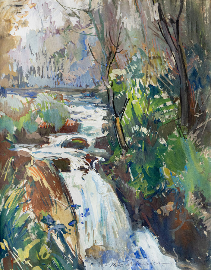 Petite cascade en forêt - Parturier - ©Oeuvre mise en vente par L'Atelier Galerie des Alpilles