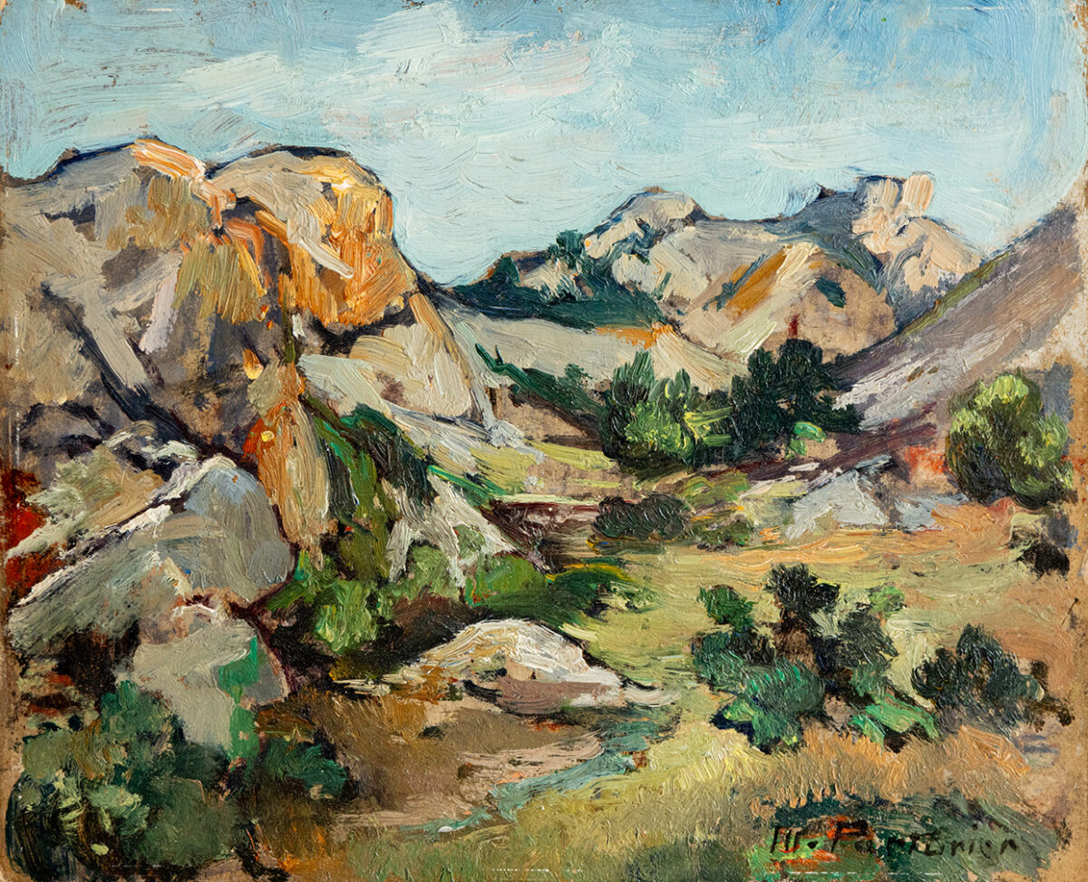 Les rochers aux Baux - Parturier - ©Oeuvre mise en vente par L'Atelier Galerie des Alpilles