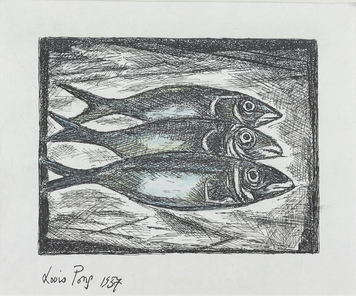 Les poissons - Louis Pons - ©Oeuvre mise en vente par L'Atelier Galerie des Alpilles
