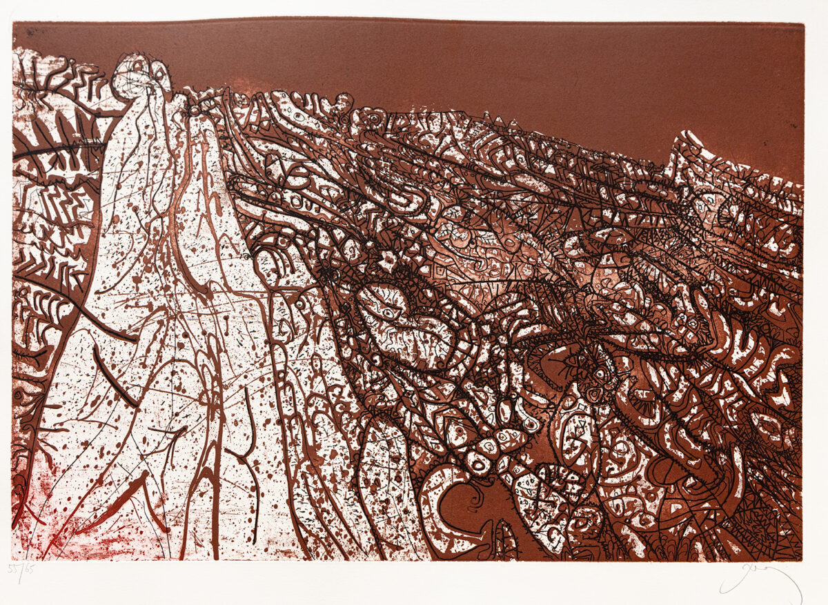 Les alpilles rouges - Prassinos - ©Oeuvre mise en vente par L'Atelier Galerie des Alpilles
