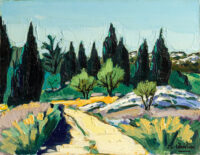 Chemin aux cypres - Quilici-©Oeuvre mise en vente par L'Atelier Galerie des Alpilles