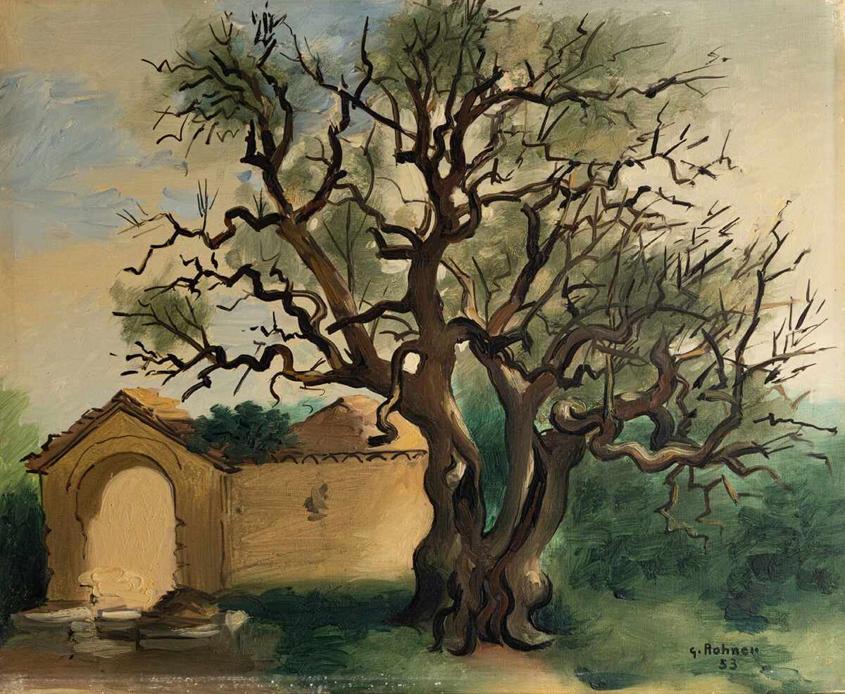 L'arbre devant le mas - Rohner ©Oeuvre mise en vente par L'Atelier Galerie des Alpilles