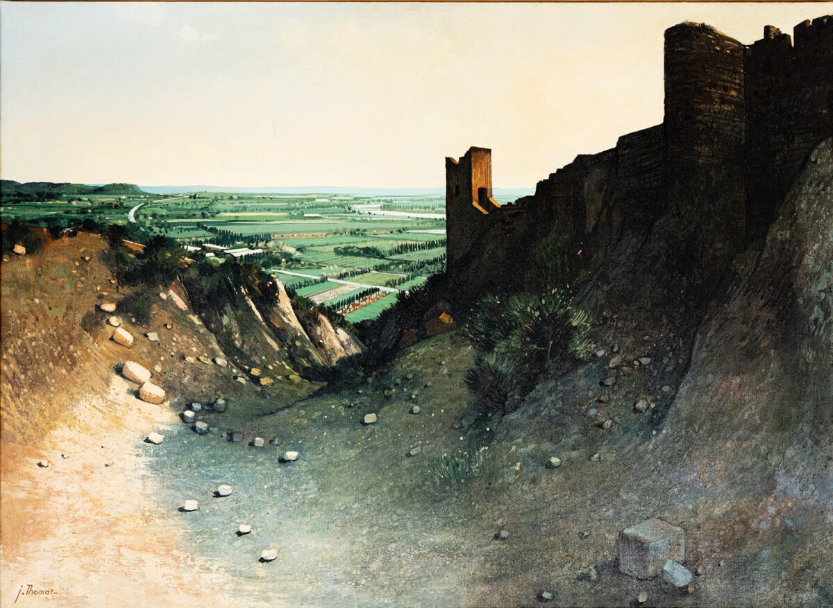 Vallée du Rhone à Mornas - Jean Thomas ©Oeuvre mise en vente par L'Atelier Galerie des Alpilles