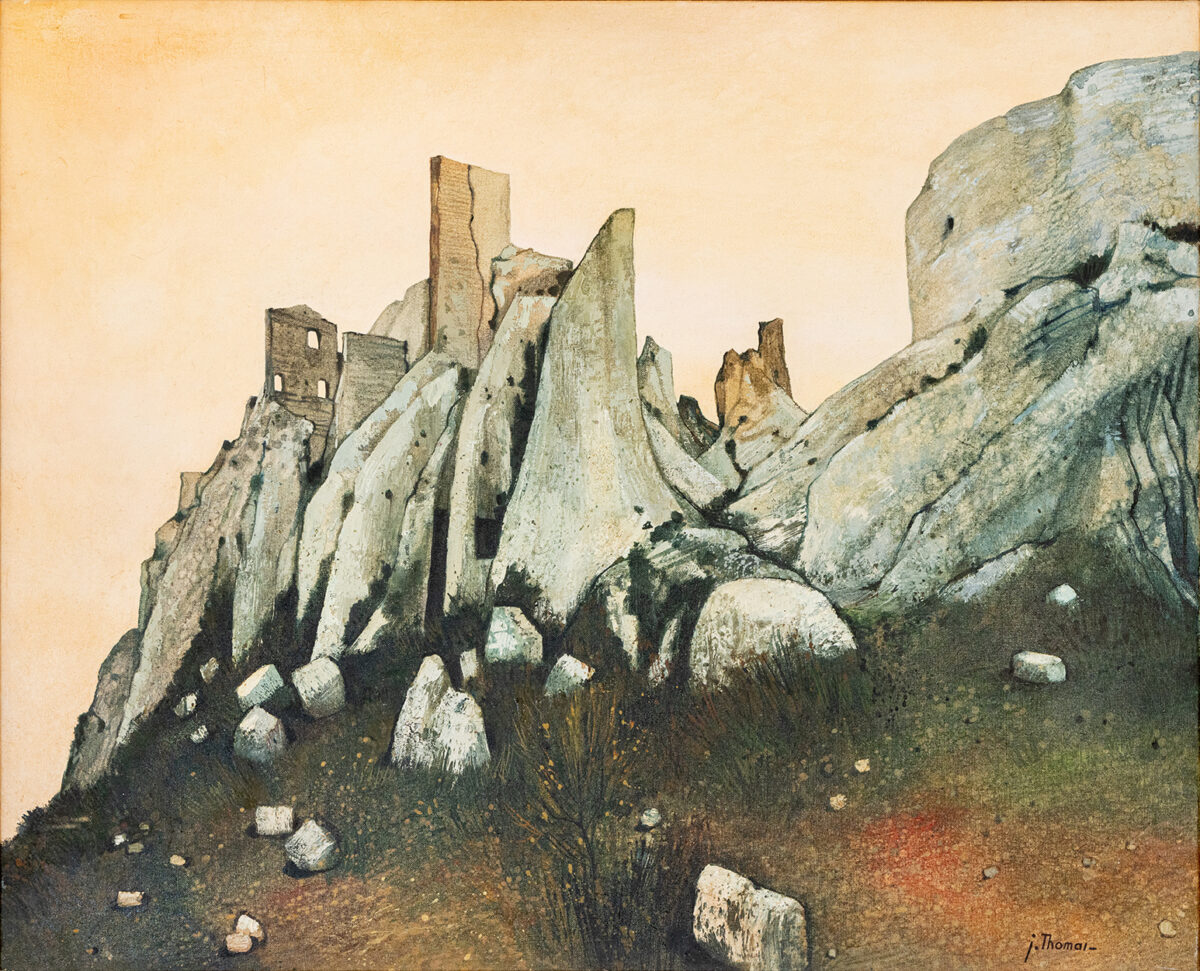 Crépuscule aux Baux - Jean Thomas ©Oeuvre mise en vente par L'Atelier Galerie des Alpilles