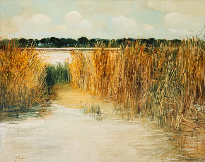Camargue à Aigues Morte - Jean Thomas ©Oeuvre mise en vente par L'Atelier Galerie des Alpilles